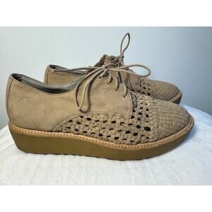 Eileen Fisher Tie Oxford Shoes Size 10 NWOB Leather Weave Tie Loafer Platform